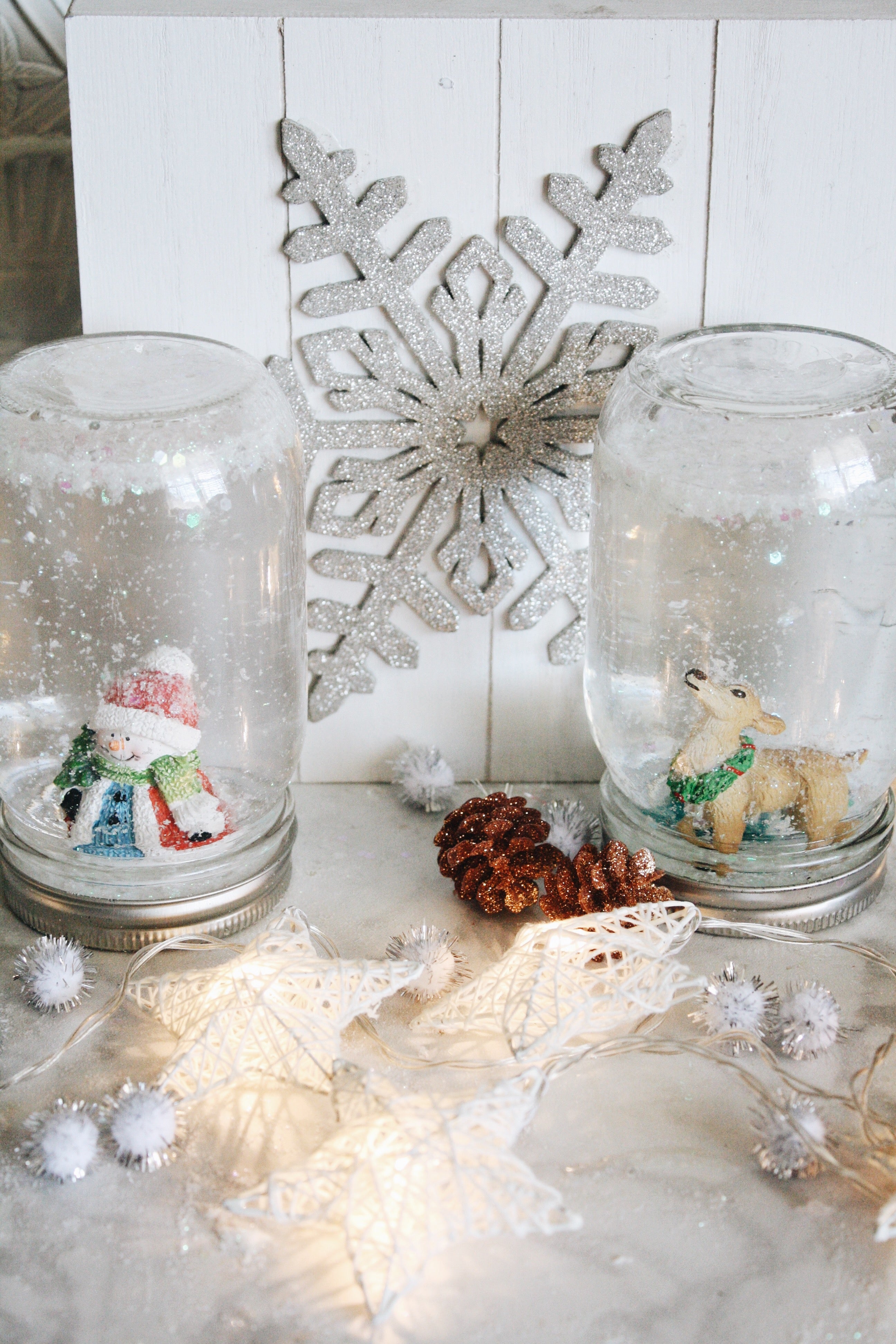 Mason Jar Snow Globes Craft How To Make A Snow Globe With Glitter