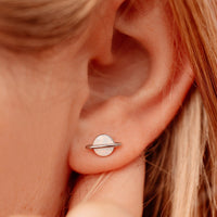 Rose Gold Opal Saturn Stud Earrings Gallery Thumbnail