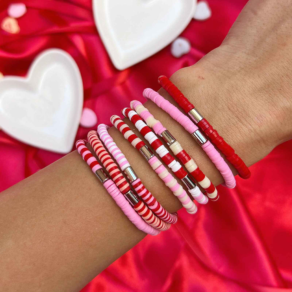 Vacation Vibes Pink Moment Stretch Bracelet Set of 8 12