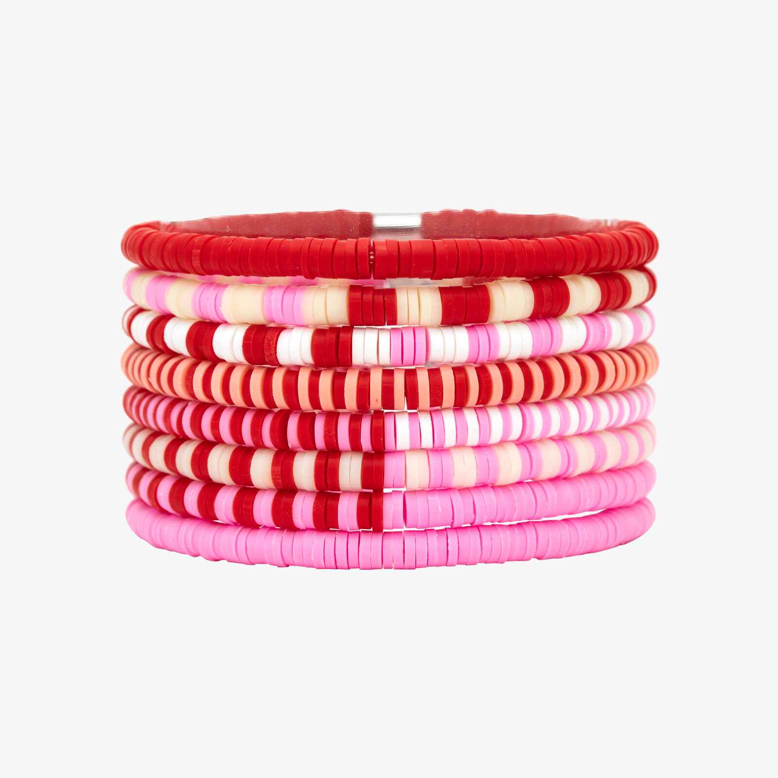 Valentine's Day Gift! 7pcs Sets Bohemian Stackable Bead Bracelets for Women  Multicolor Stretch Beaded Bracelets Layered Bead Adjustable Bracelet Pink