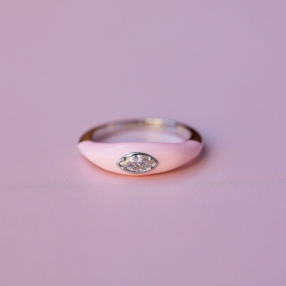 Boarding for Breast Cancer Marquise Enamel Ring 2