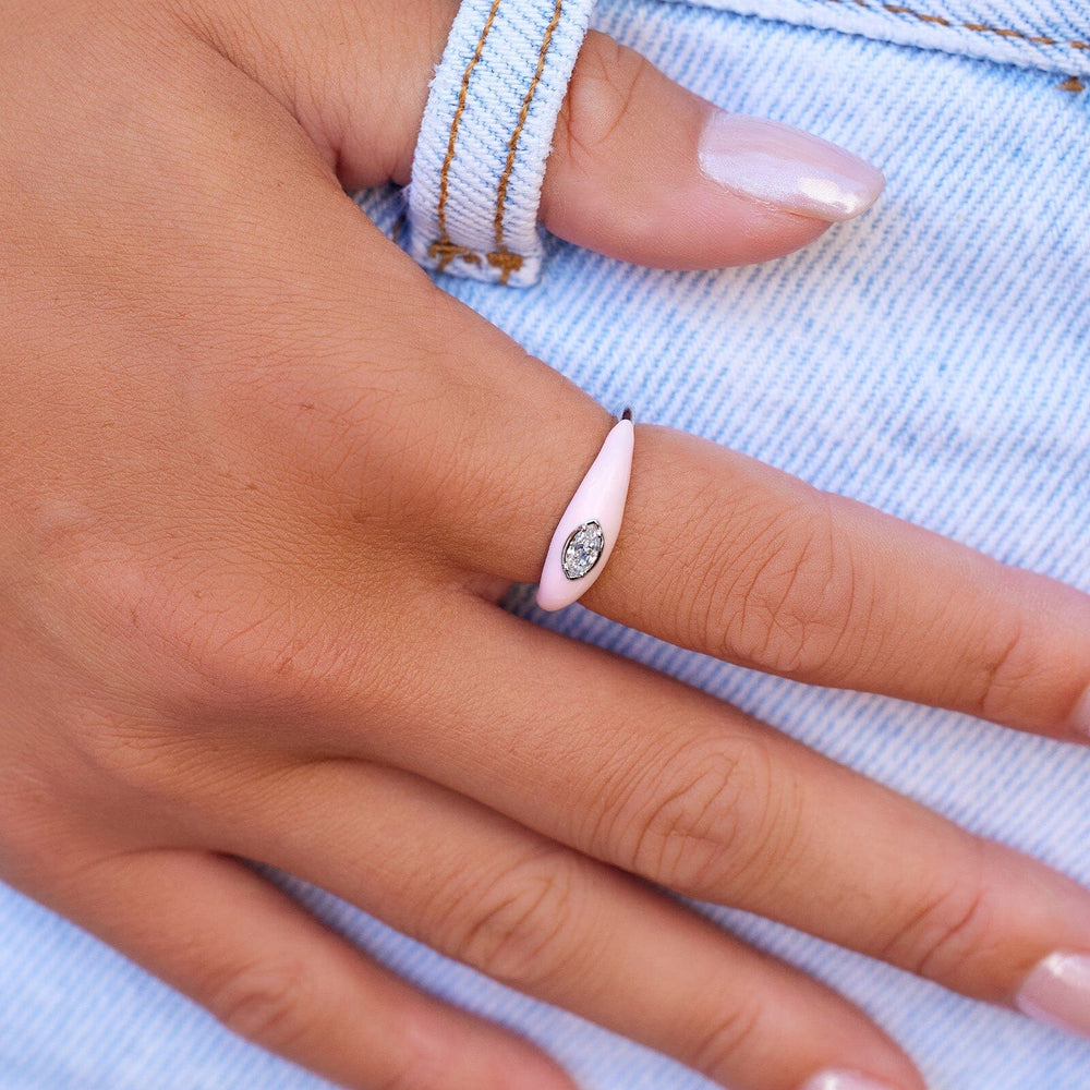 Boarding for Breast Cancer Marquise Enamel Ring 3
