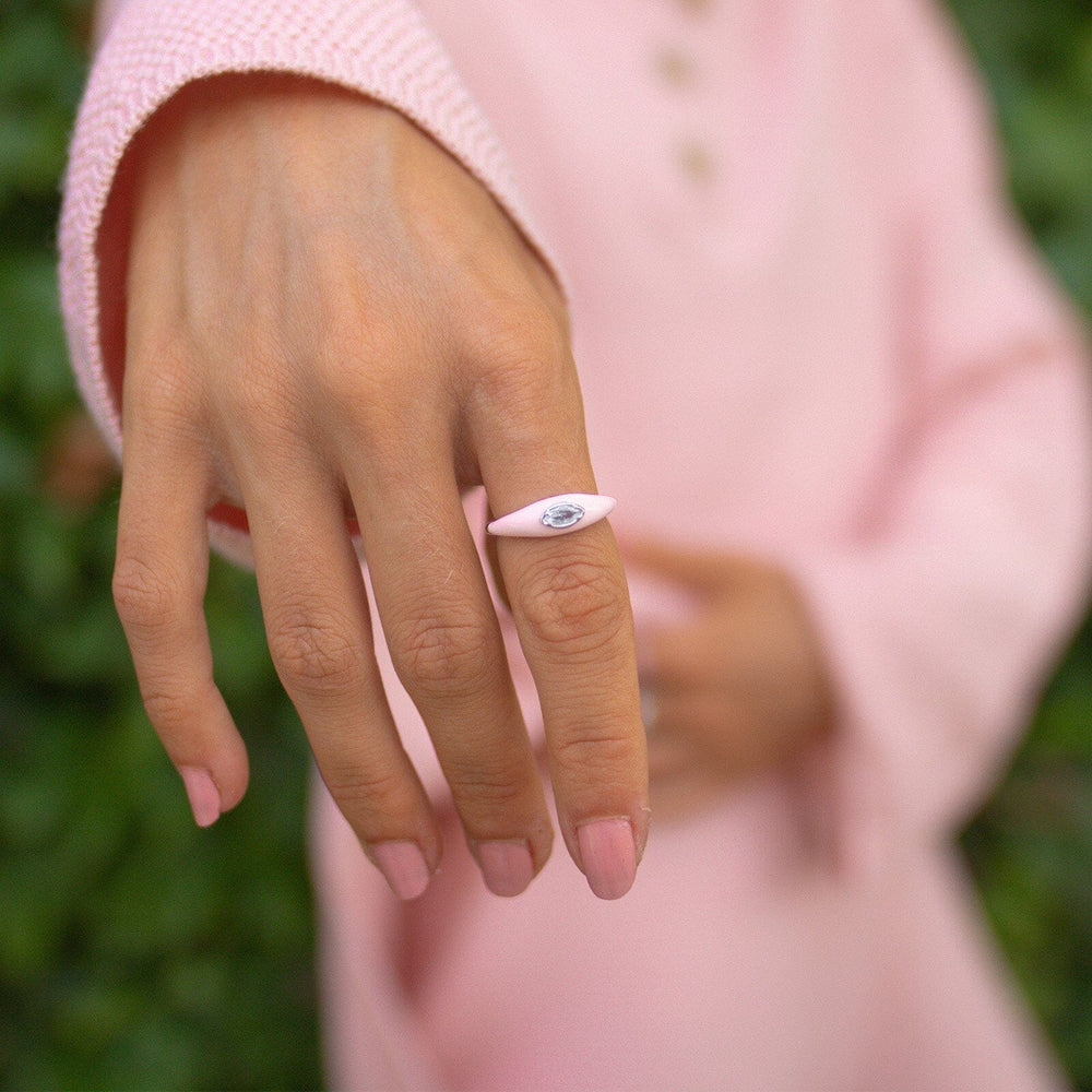 Boarding for Breast Cancer Marquise Enamel Ring 5