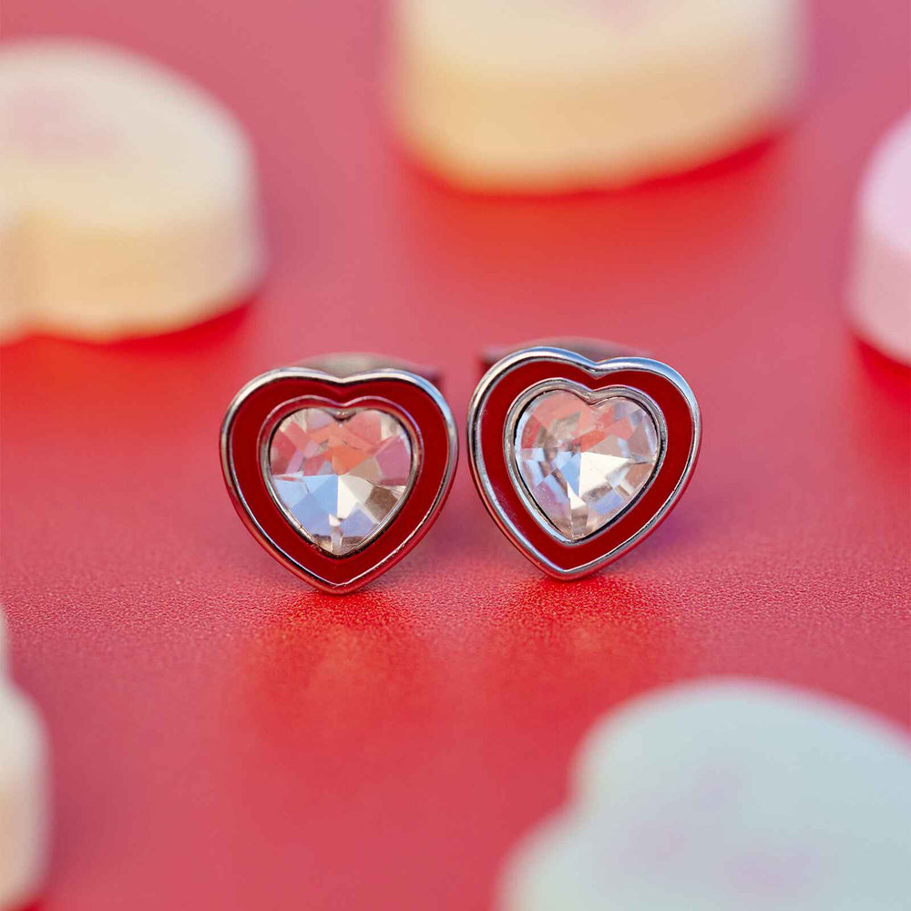 Stone & Enamel Heart Stud Earrings 6