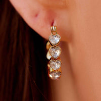 Stone Heart Hoop Earrings Gallery Thumbnail