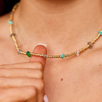 Gold and Bead Stone Chip Choker Gallery Thumbnail
