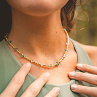 Gold and Bead Stone Chip Choker Gallery Thumbnail