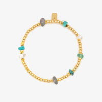 Gold Bead and Stone Chip Stretch Bracelet Gallery Thumbnail