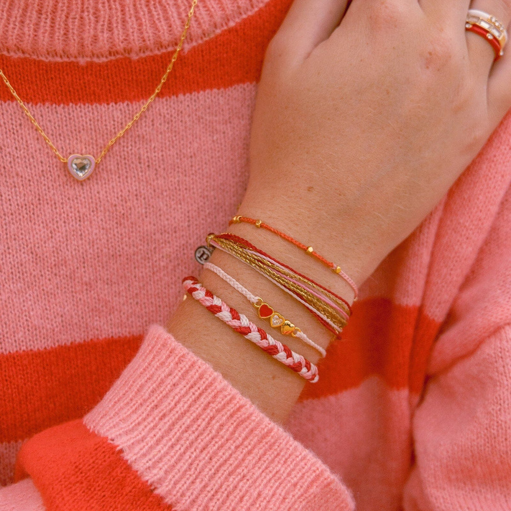 Pink & Red Two Toned Dainty Bracelet 6