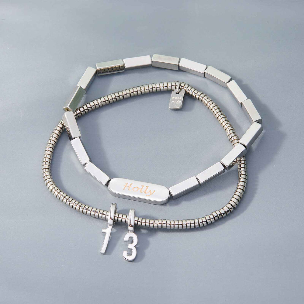Engravable Rectangle Bead Stretch Bracelet 6