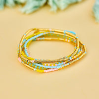 Mixed Bead Sunset Beach Stretch Bracelet Set of 8 Gallery Thumbnail