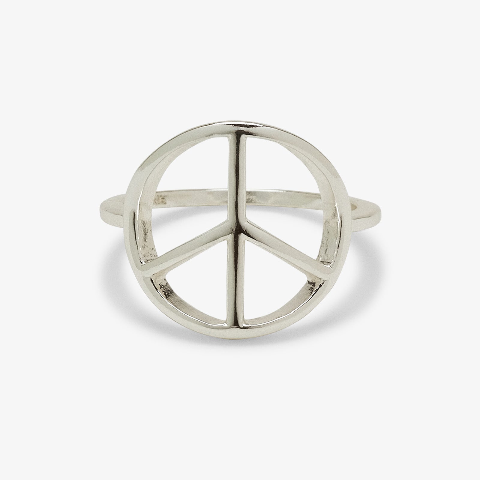 Stainless Steel Peace Sign Ring - Wide Band Hippie Style Symbol Ring For Men & Women, Polished Finish Gift Jewelry