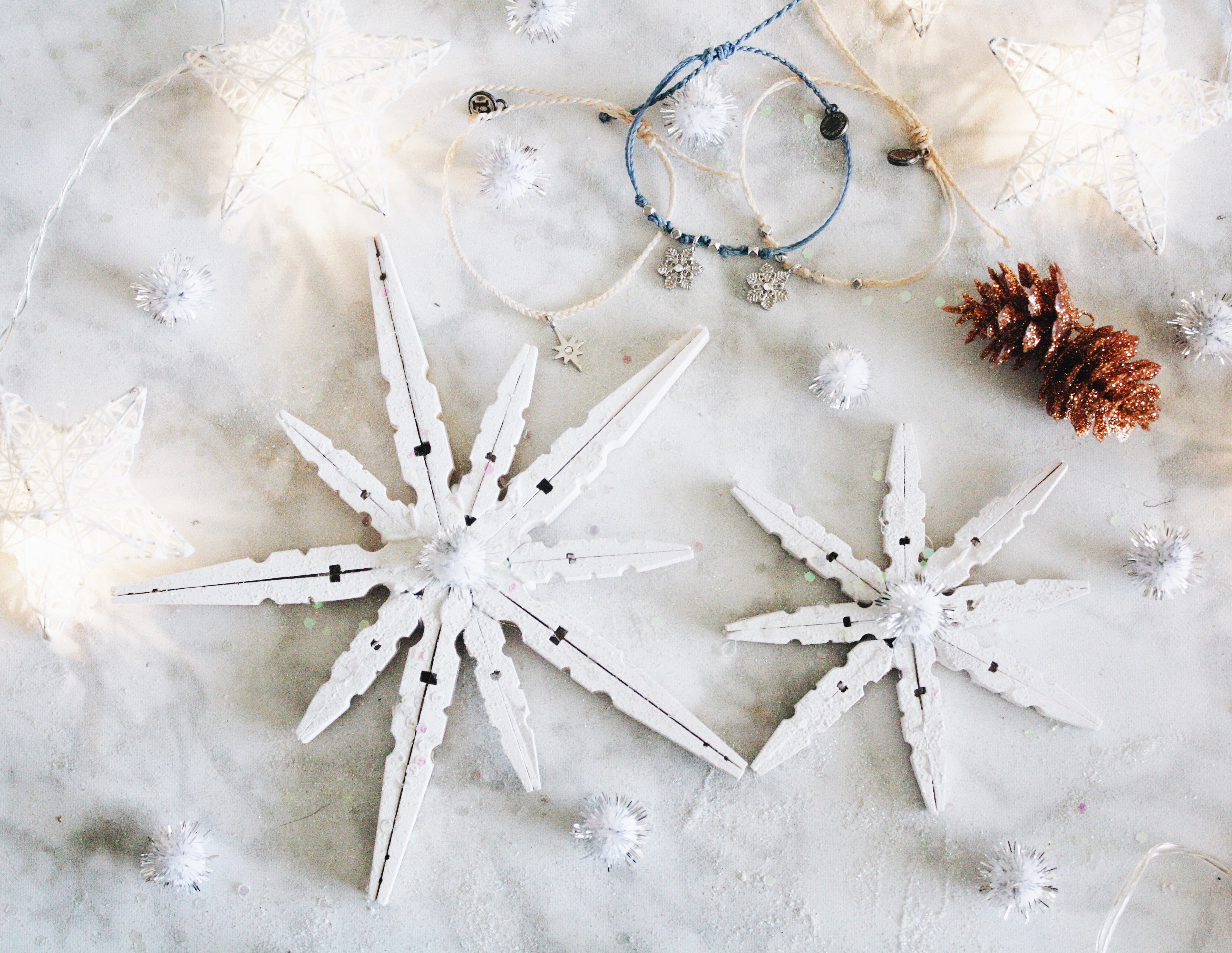 Clothes Pin Snowflakes