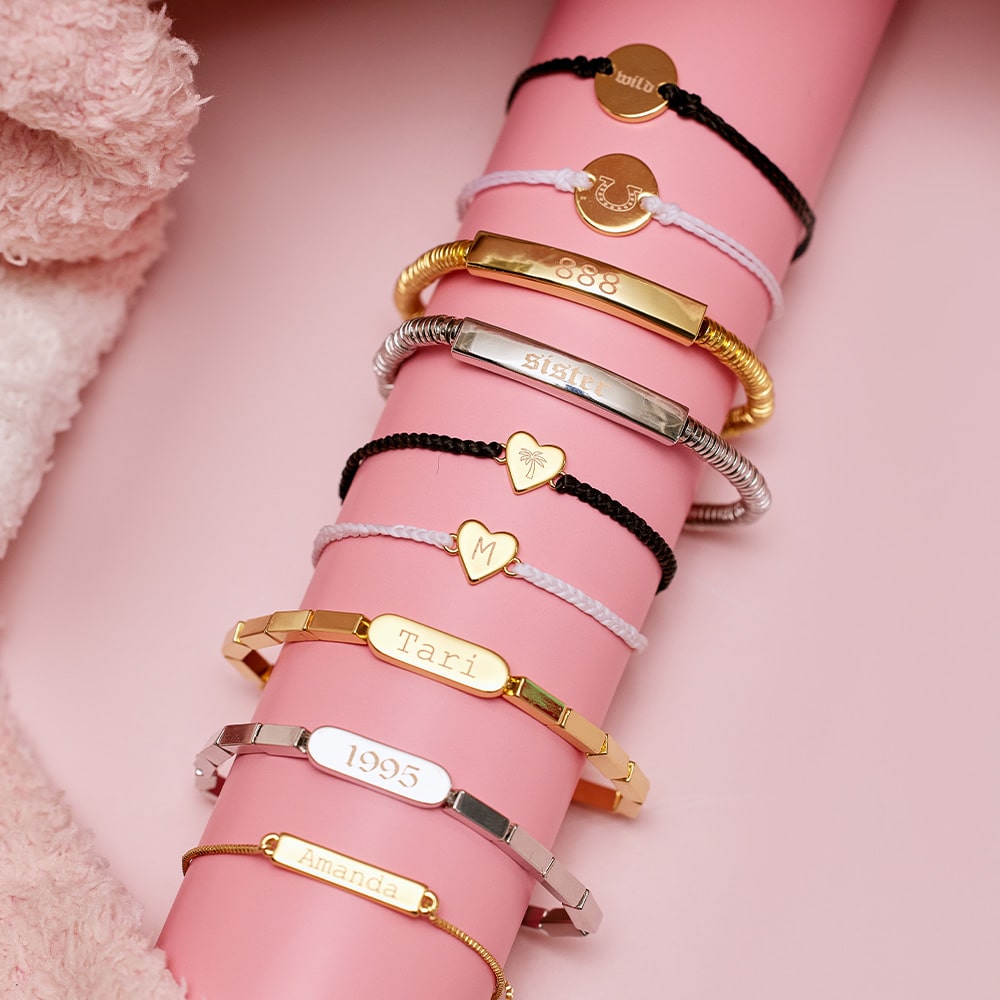 Pink & Red Two Toned Dainty Bracelet | Gold Metal | Friendship Bracelets for Girls & Women | Couple, Matching String Bestfriend Bracelets | Puravida