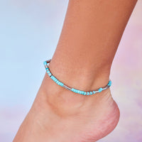 Turquoise Bead Stretch Anklet Gallery Thumbnail