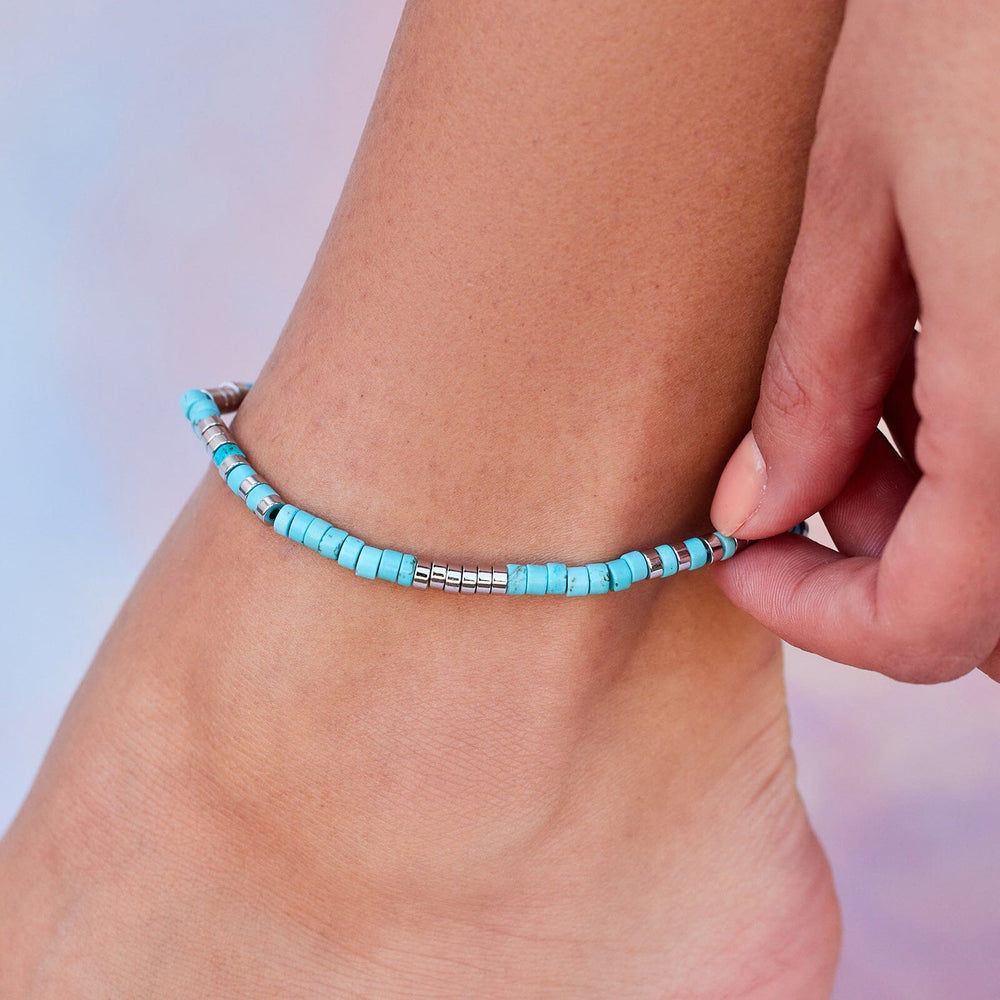 Turquoise Bead Stretch Anklet 6