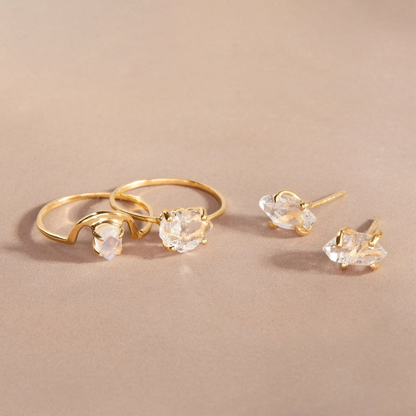 •PIKE• herkimer + gold stud earrings (2 sizes available)