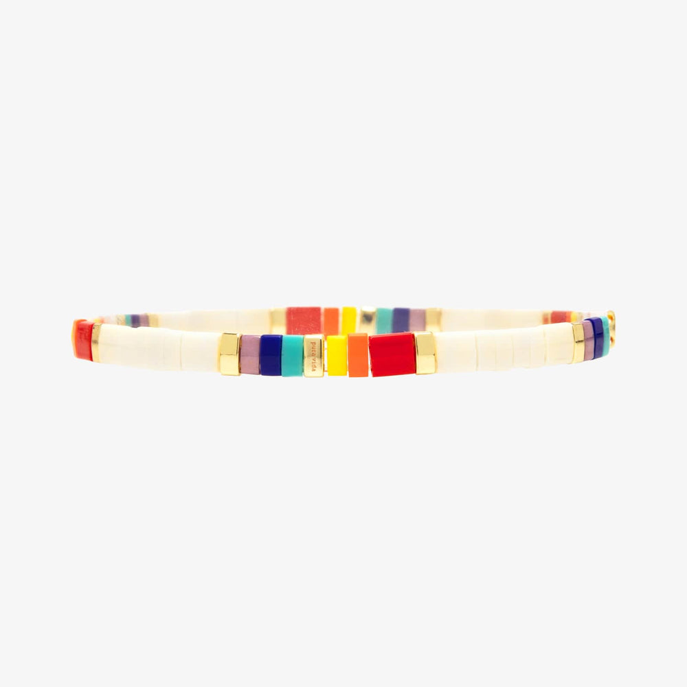Rainbow Tile Bead Stretch Bracelet 1