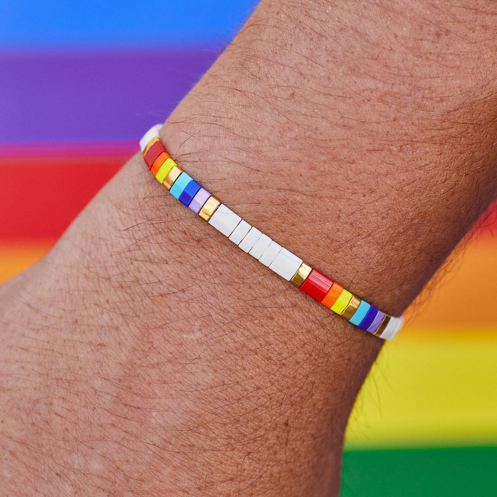 Rainbow Tile Bead Stretch Bracelet 3