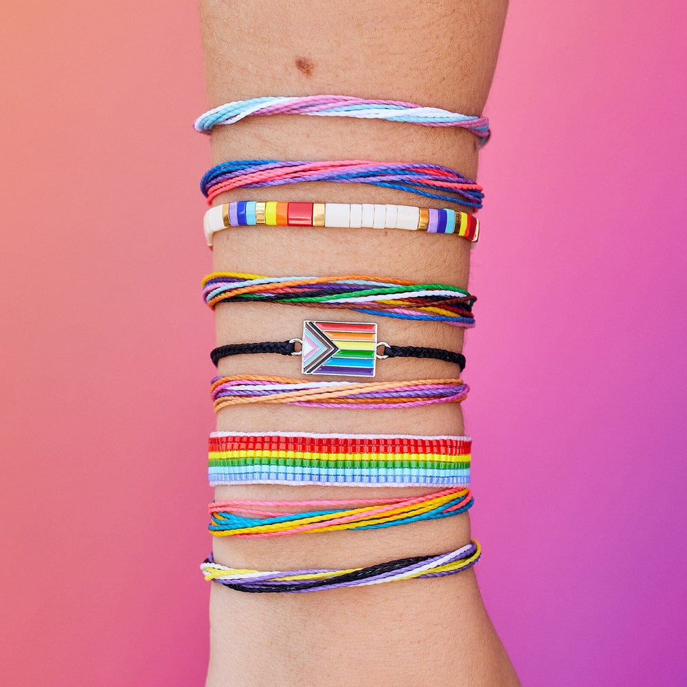 Rainbow Tile Bead Stretch Bracelet 9