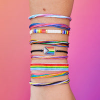 Rainbow Tile Bead Stretch Bracelet Gallery Thumbnail
