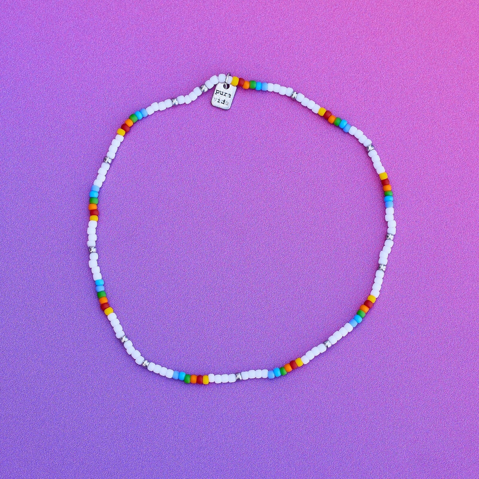 Rainbow Seed Bead Stretch Anklet