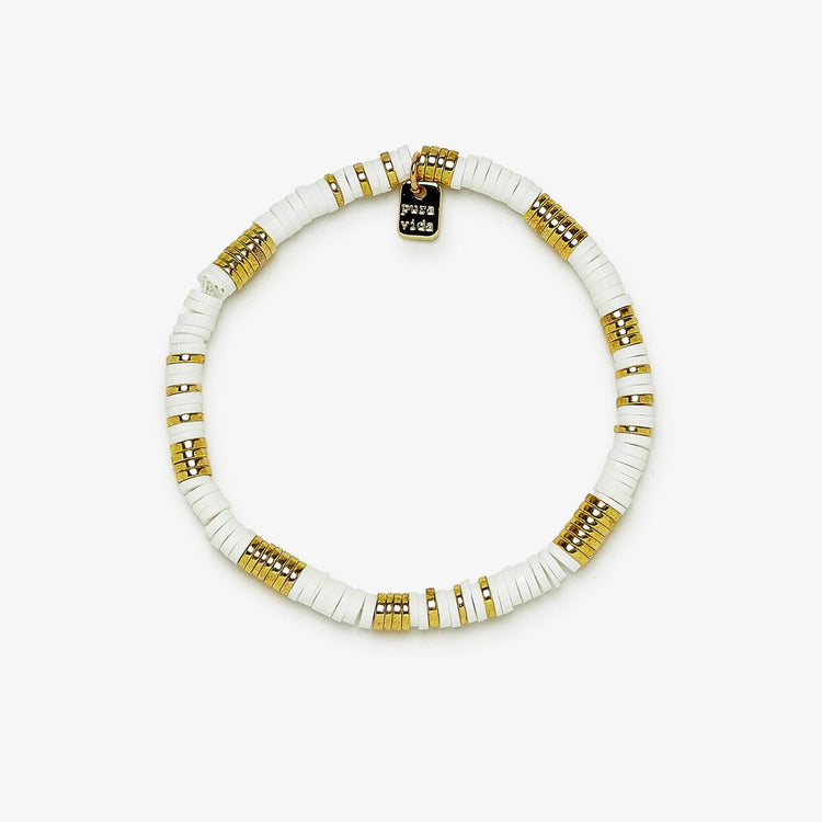 Gold & White Pisa Stretch Bracelet