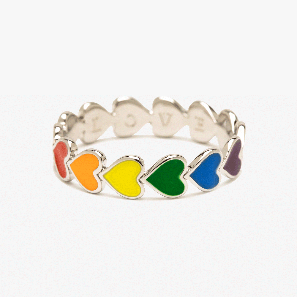 Rainbow Heart Band Ring 1