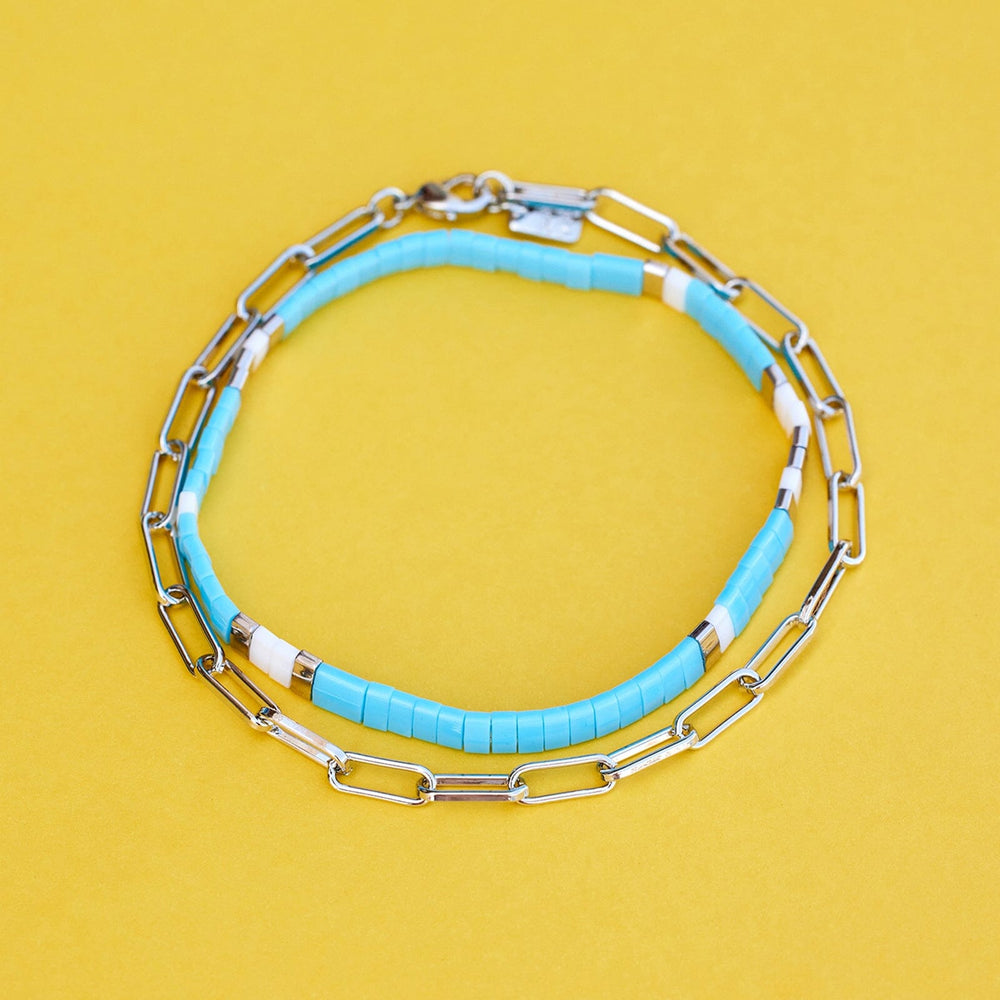 Tile Bead Stretch Bracelet | Rose Gold Beaded | Friendship Bracelets for Girls & Women | Couple, Matching String Bestfriend Bracelets | Puravida