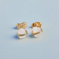 Raw Clear Quartz Stud Earrings Gallery Thumbnail
