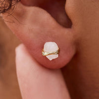 Raw Clear Quartz Stud Earrings Gallery Thumbnail
