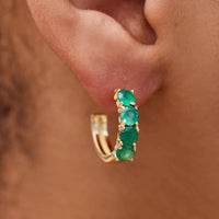 Raw Emerald Hoop Earrings Gallery Thumbnail