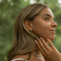 Raw Emerald Hoop Earrings Gallery Thumbnail