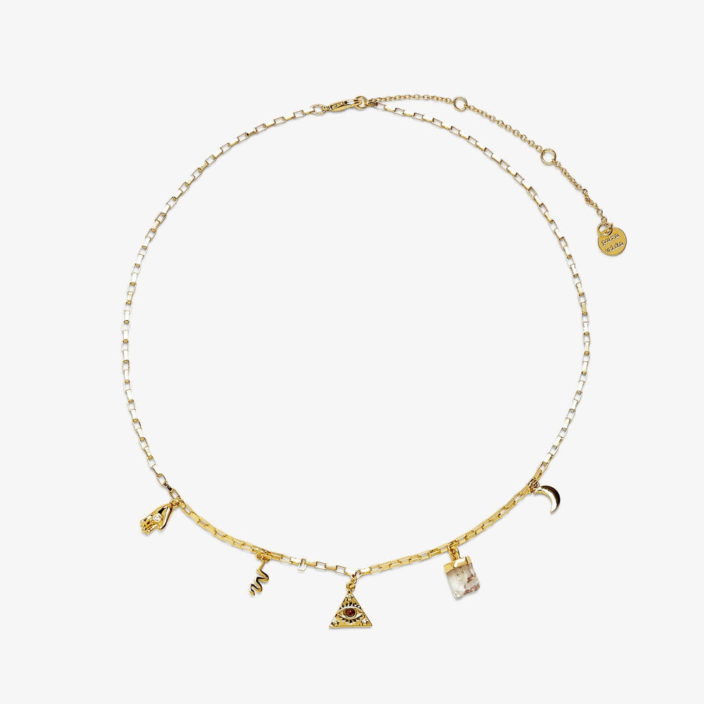 Gold Sundial Charm Choker Necklace
