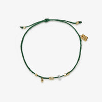 Raw Stone & Bead Gold Danity Thread Bracelet Gallery Thumbnail