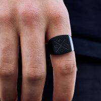 Men's Compass Signet Ring Gallery Thumbnail