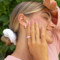 Boarding for Breast Cancer Enamel Hoop Earrings Gallery Thumbnail
