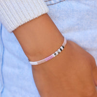 Boarding for Breast Cancer Tile Bead Stretch Bracelet Gallery Thumbnail