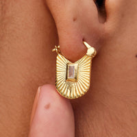 Baguette Sunburst Hoop Earrings Gallery Thumbnail
