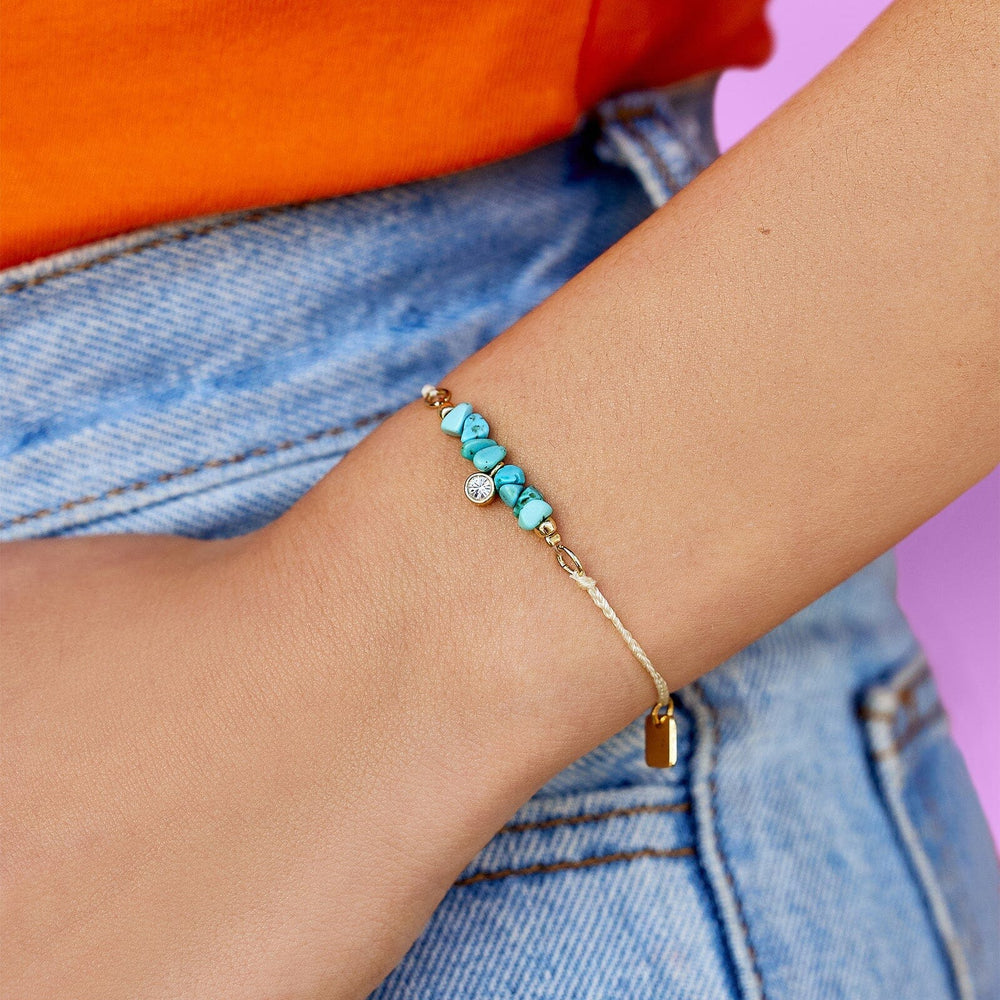 Turquoise Bead Charm Dainty Bracelet 2