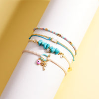 Turquoise Bead Charm Dainty Bracelet Gallery Thumbnail