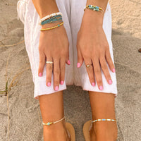Turquoise Bead Charm Dainty Bracelet Gallery Thumbnail