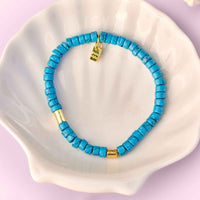 Turquoise Bead Stretch Bracelet Gallery Thumbnail