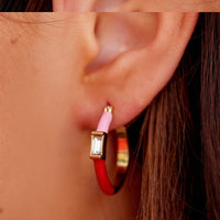 Baguette Enamel Hoop Earrings Gallery Thumbnail