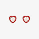 Stone & Enamel Heart Stud Earrings