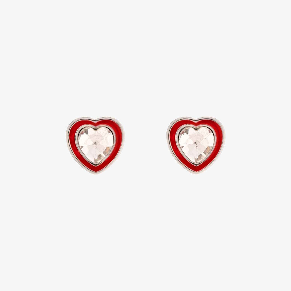 Stone & Enamel Heart Stud Earrings 1