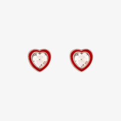 Stone & Enamel Heart Stud Earrings