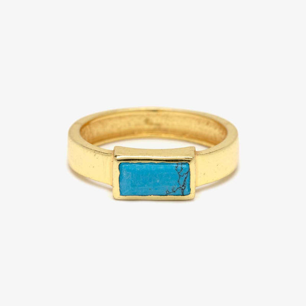 Large Gold Turquoise Ring – Bauhaus