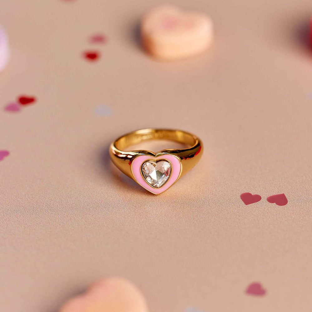 Enamel Heart Ring | Rose Gold Metal | Cute Friendship, Best Friend & Couple Promise Rings for Girls, Women, or Girlfriend | Puravida