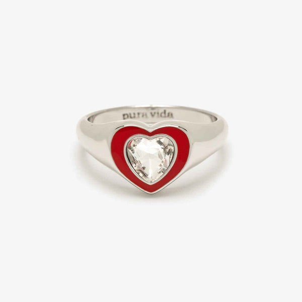Stone & Enamel Heart Ring